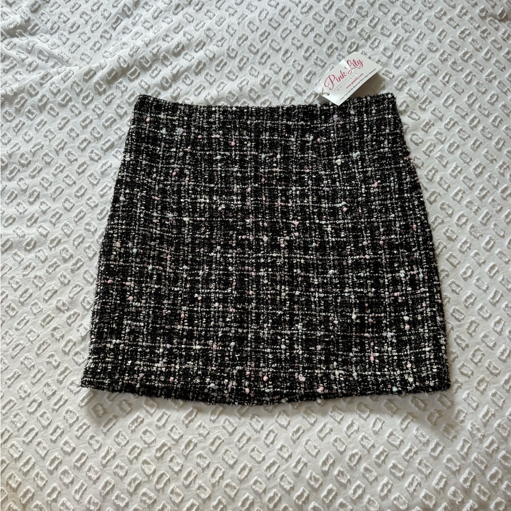 Pink Lily Tweed Skirt